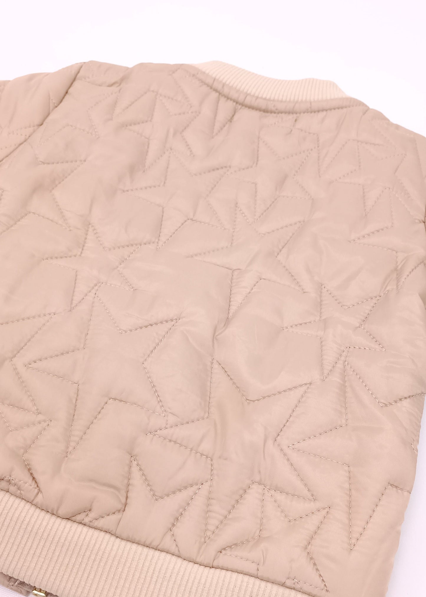 Chaqueta Bomber Acolchada Unisex (niño, niña, bebé) – Textura Estrellas Beige