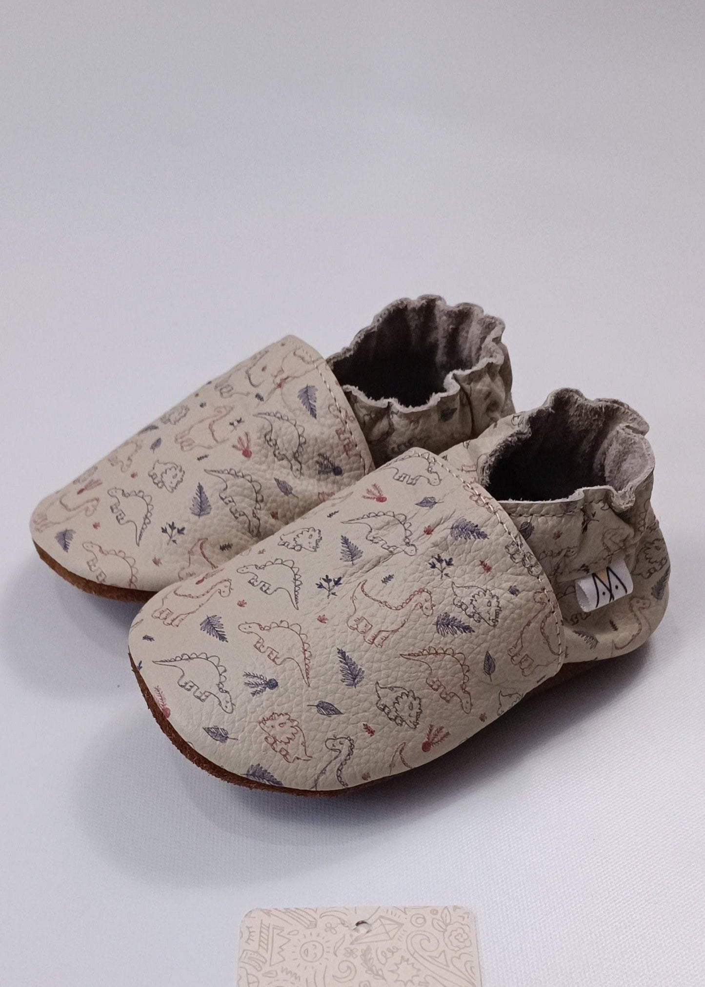 Zapatos Mocazin dinosaurios para bebito en cuero primeros pasos