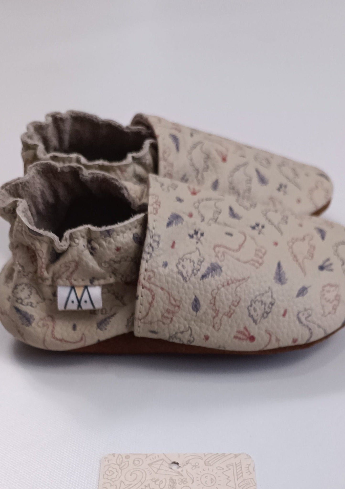 Zapatos Mocazin dinosaurios para bebito en cuero primeros pasos