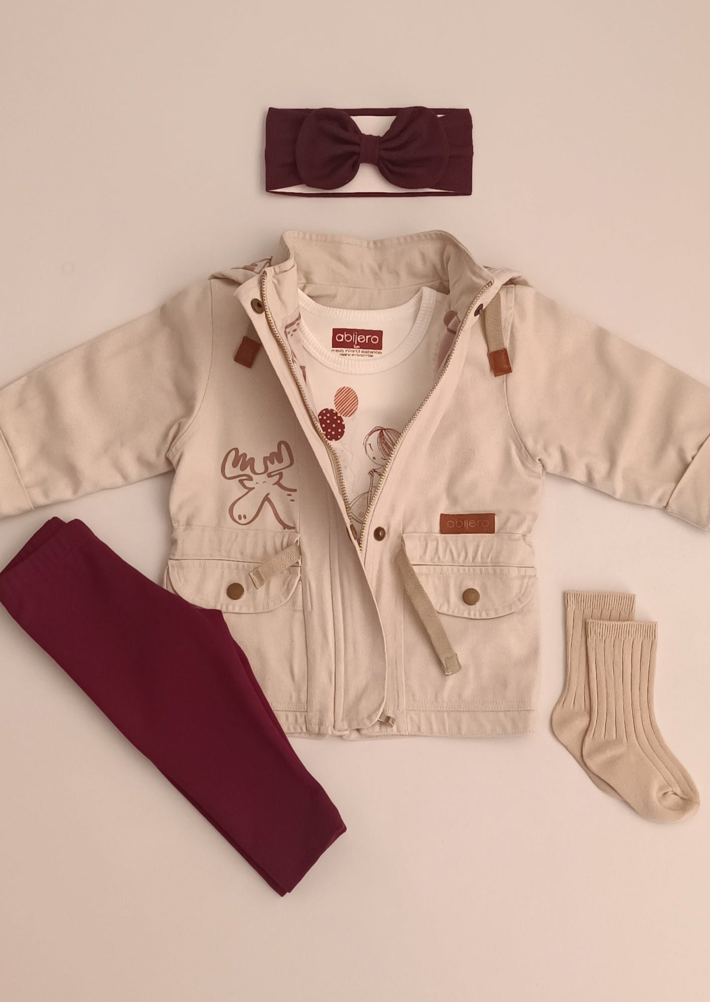 Regalo Listo! Conjunto bebita chaqueta explorador, blusita y leggins