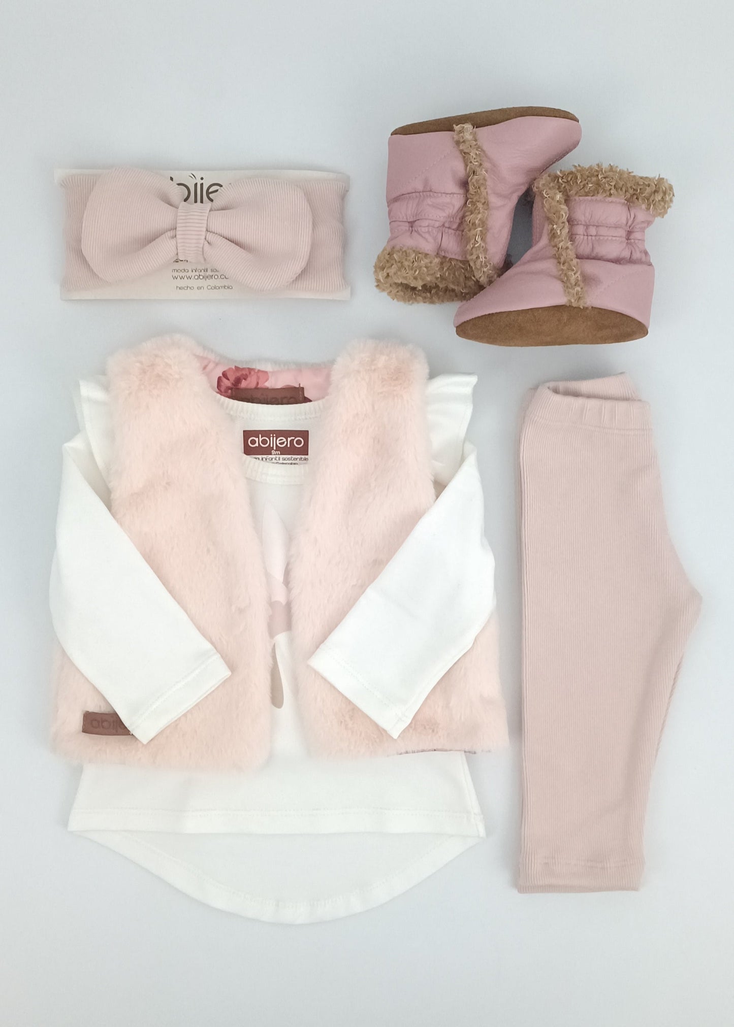 Regalo Listo! Conjunto Chaleco rosa y busito colibrí bebita