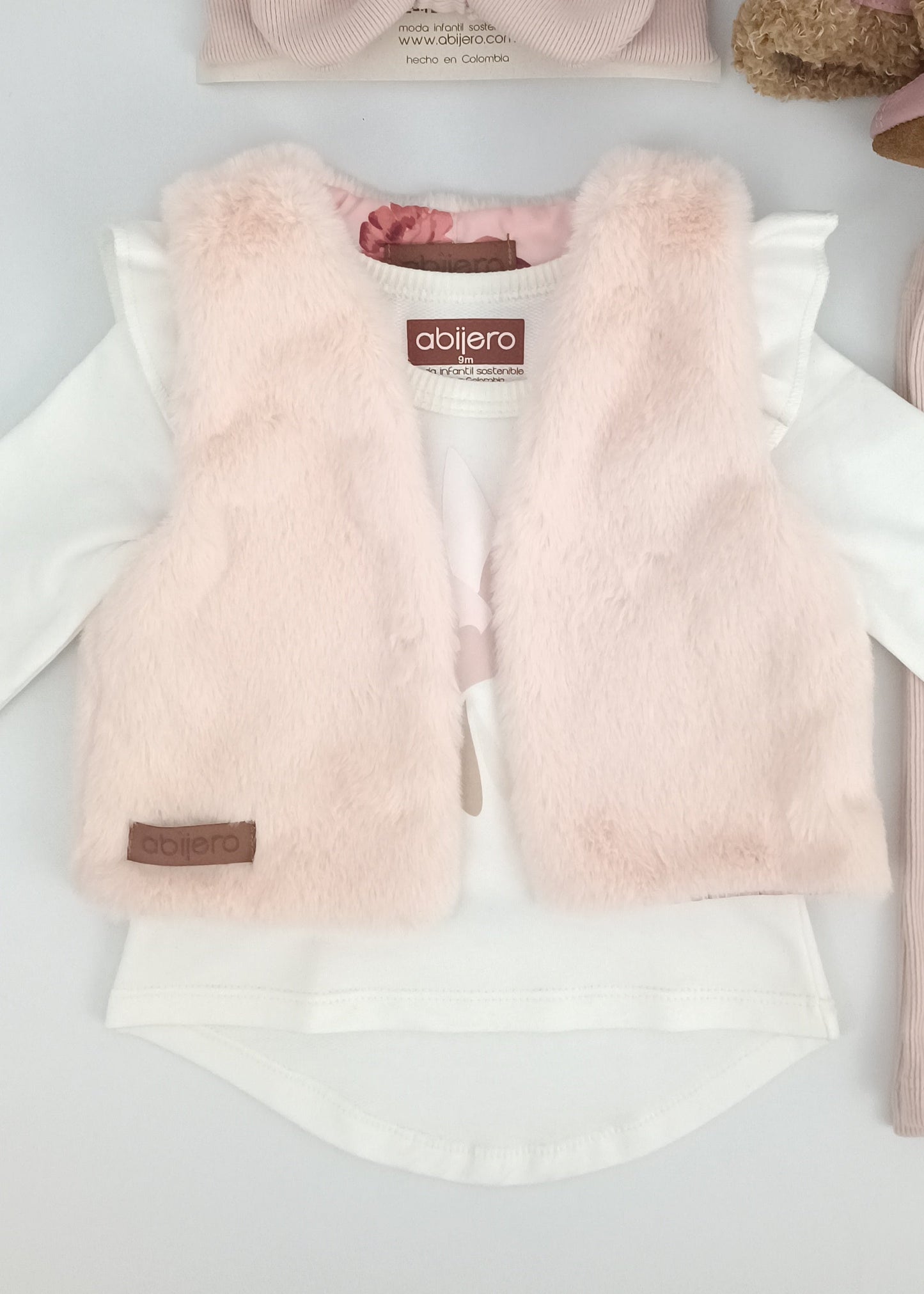 Regalo Listo! Conjunto Chaleco rosa y busito colibrí niña