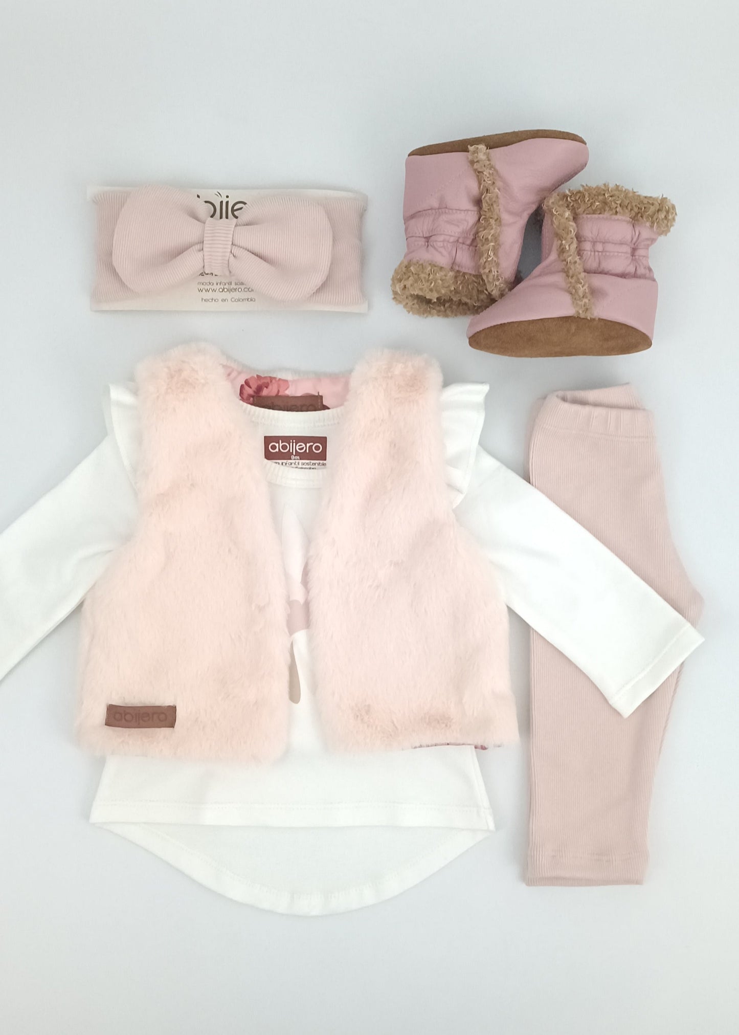 Regalo Listo! Conjunto Chaleco rosa y busito colibrí niña