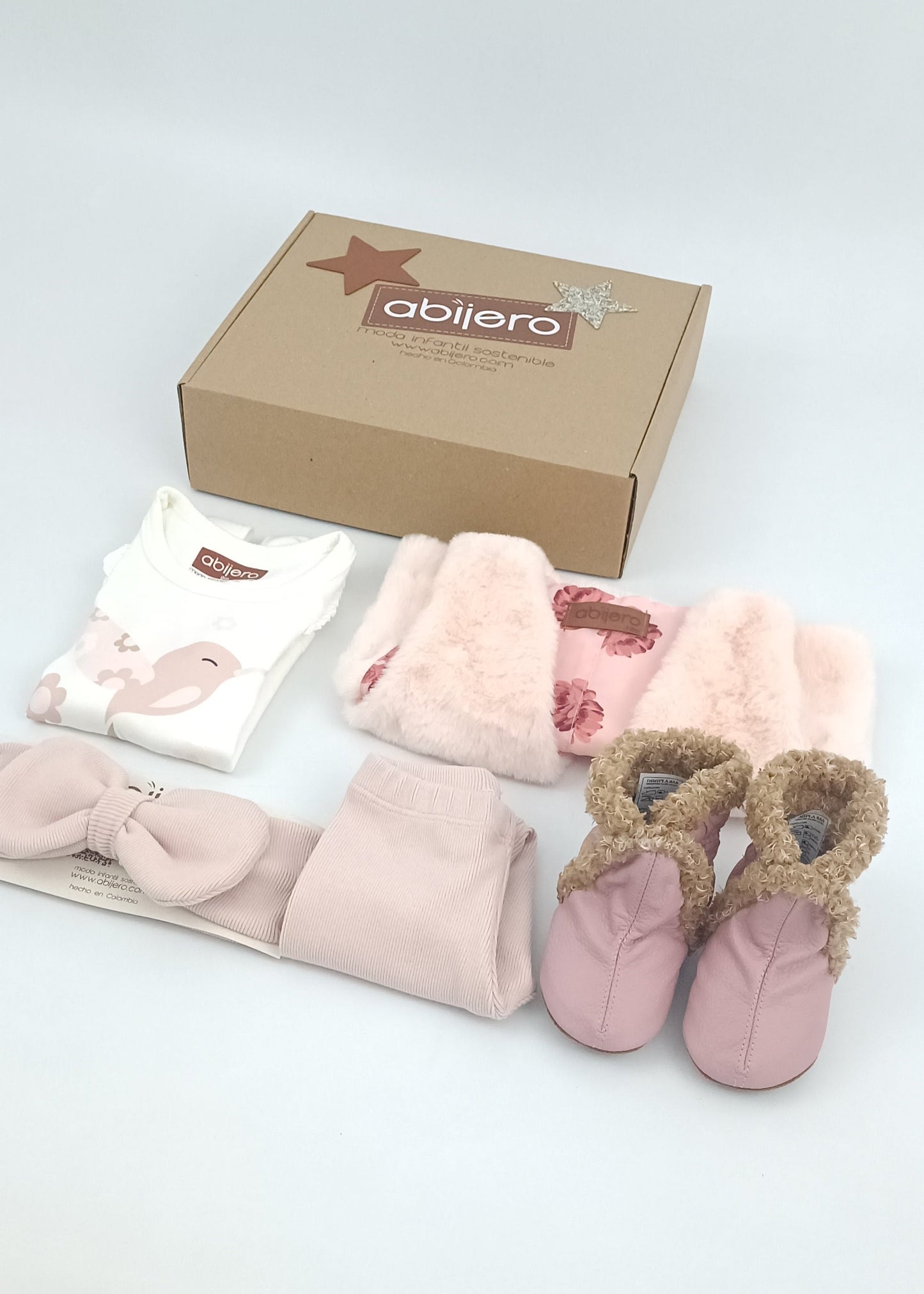 Regalo Listo! Conjunto Chaleco rosa y busito colibrí bebita