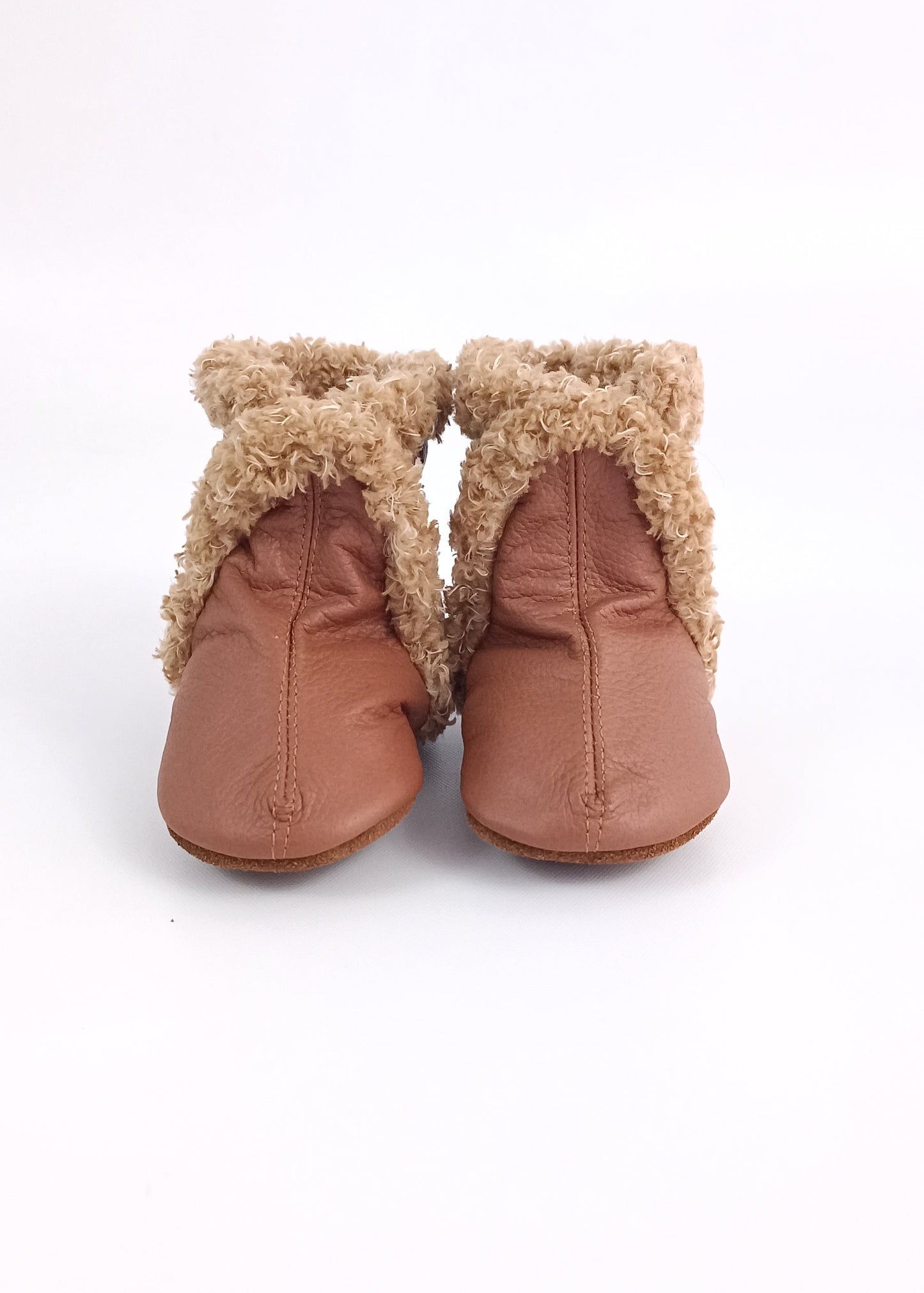 Botas unisex para bebé color miel en cuero primeros pasos