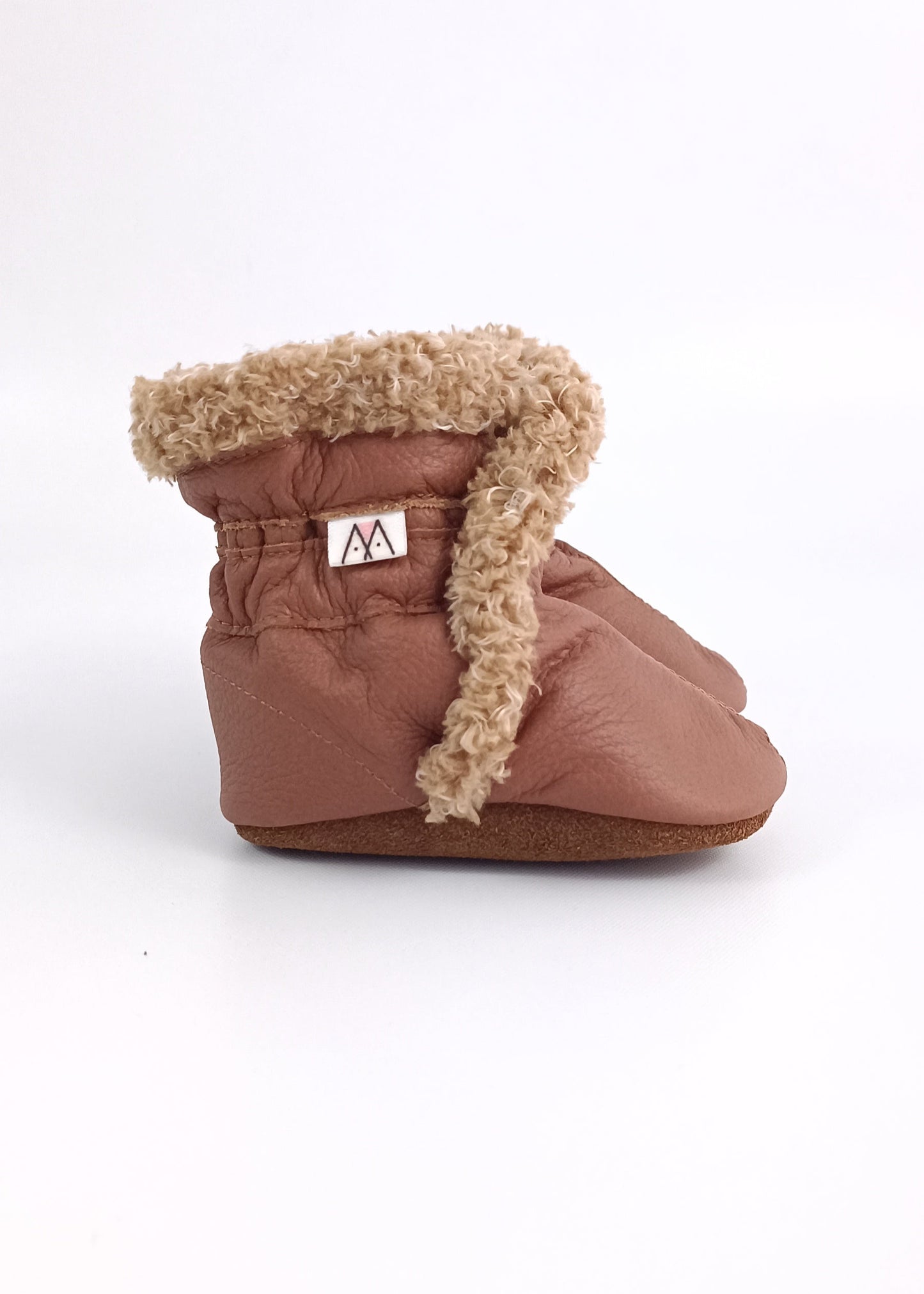 Botas unisex para bebé color miel en cuero primeros pasos