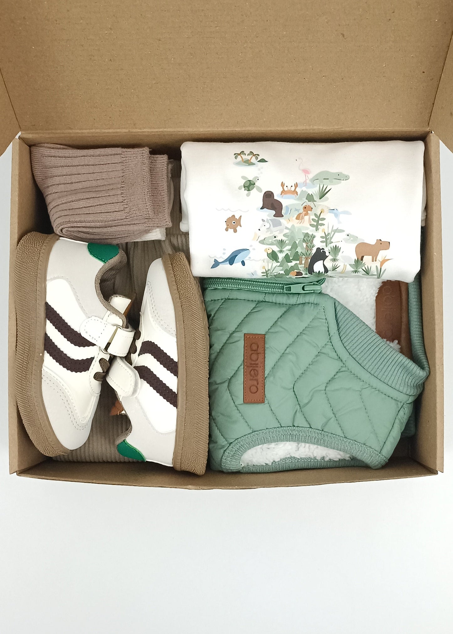 Regalo listo! Conjunto Colombia Biodiversa, chaleco con cargo bebito
