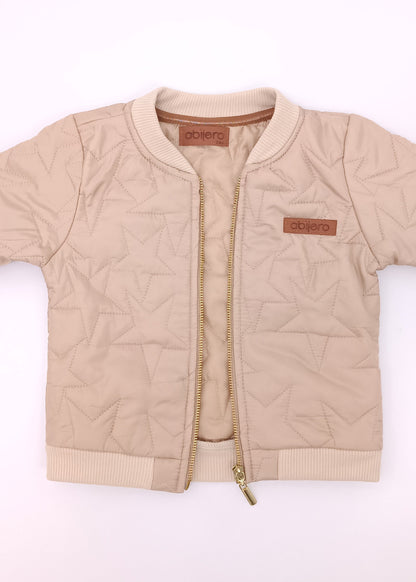 Chaqueta Bomber Acolchada Unisex (niño, niña, bebé) – Textura Estrellas Beige