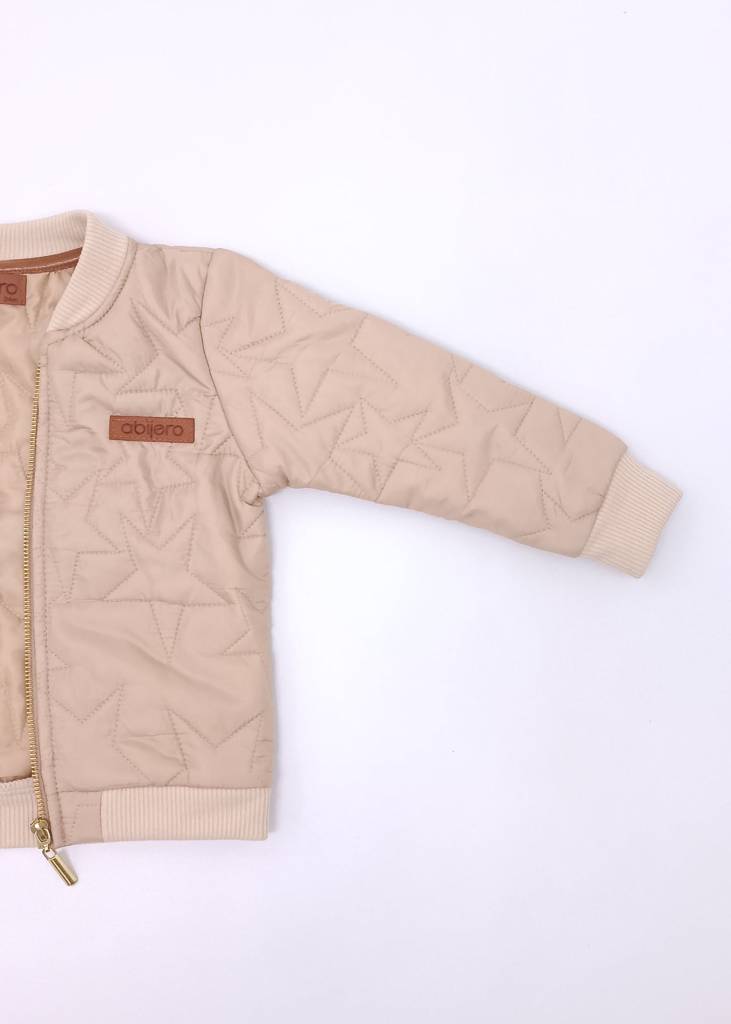 Chaqueta Bomber Acolchada Unisex (niño, niña, bebé) – Textura Estrellas Beige
