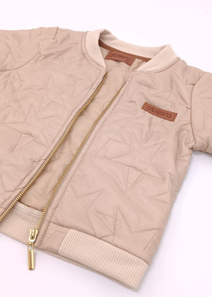 Chaqueta Bomber Acolchada Unisex (niño, niña, bebé) – Textura Estrellas Beige