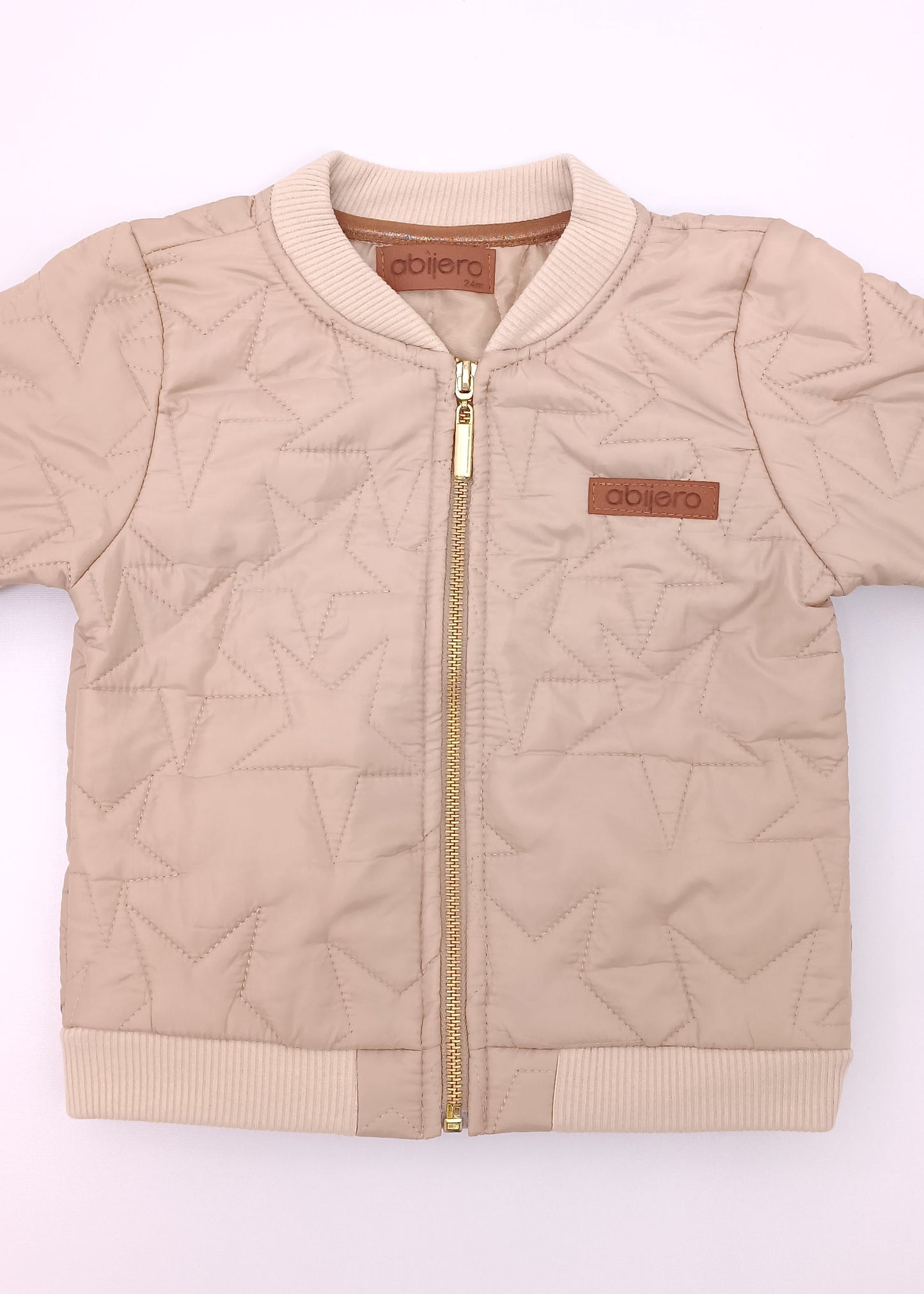 Chaqueta Bomber Acolchada Unisex (niño, niña, bebé) – Textura Estrellas Beige