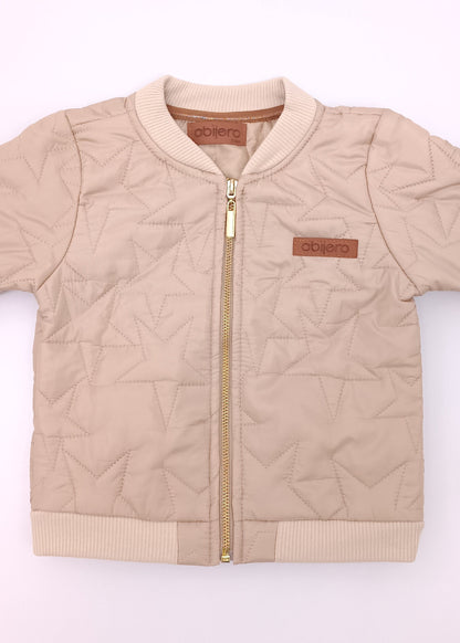 Chaqueta Bomber Acolchada Unisex (niño, niña, bebé) – Textura Estrellas Beige