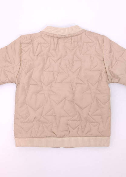 Chaqueta Bomber Acolchada Unisex (niño, niña, bebé) – Textura Estrellas Beige