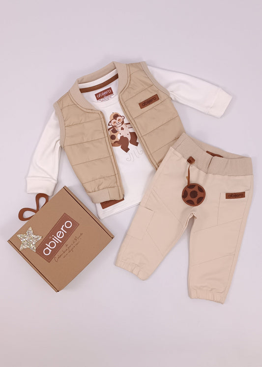 Conjunto de 3 Piezas para Bebé – Edición Especial monito Fútbol & Básicos Premium