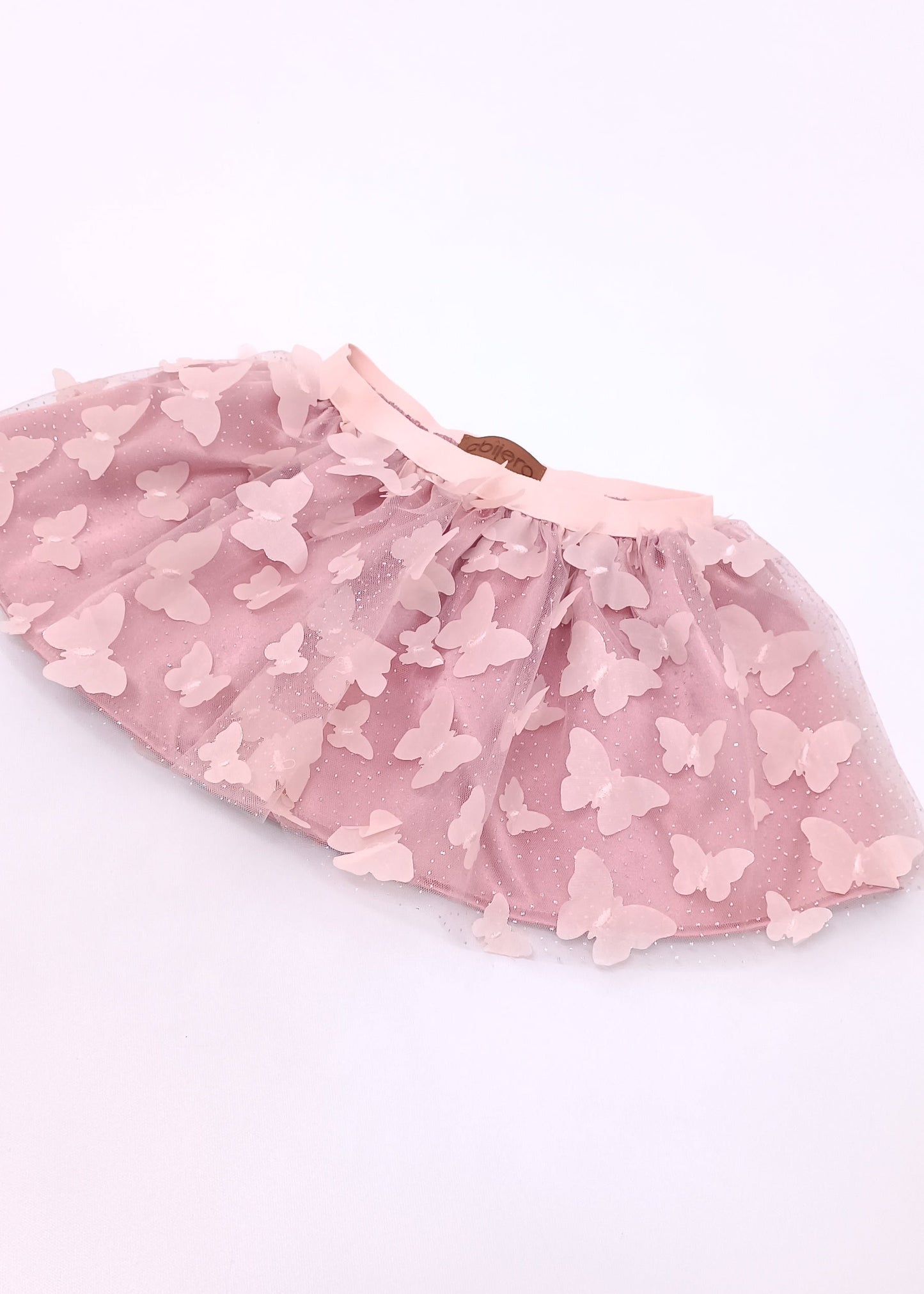 Falda Tutú en Tul Mágico con Mariposas 3D – Palo de Rosa Premium