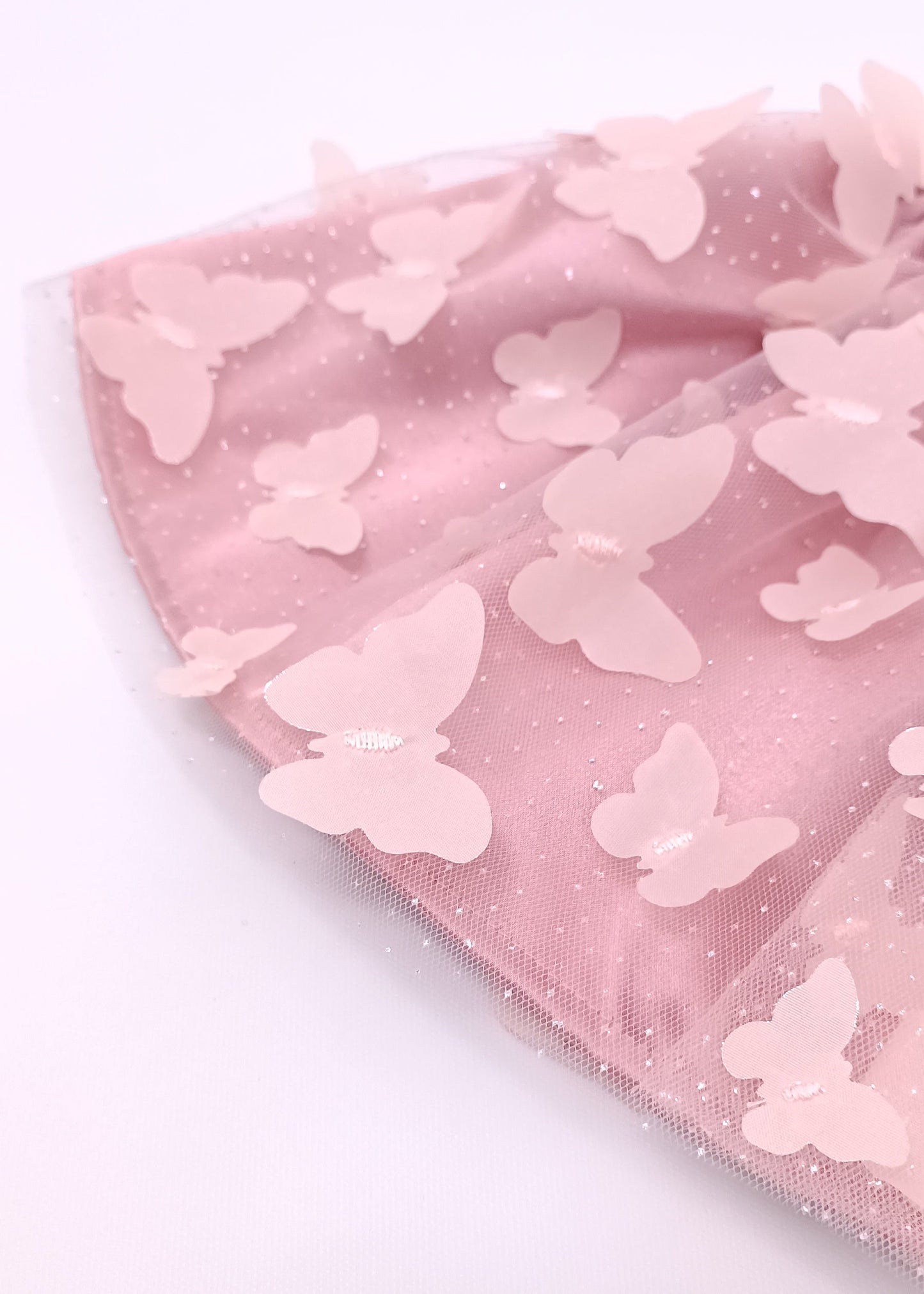 Falda Tutú en Tul Mágico con Mariposas 3D – Palo de Rosa Premium