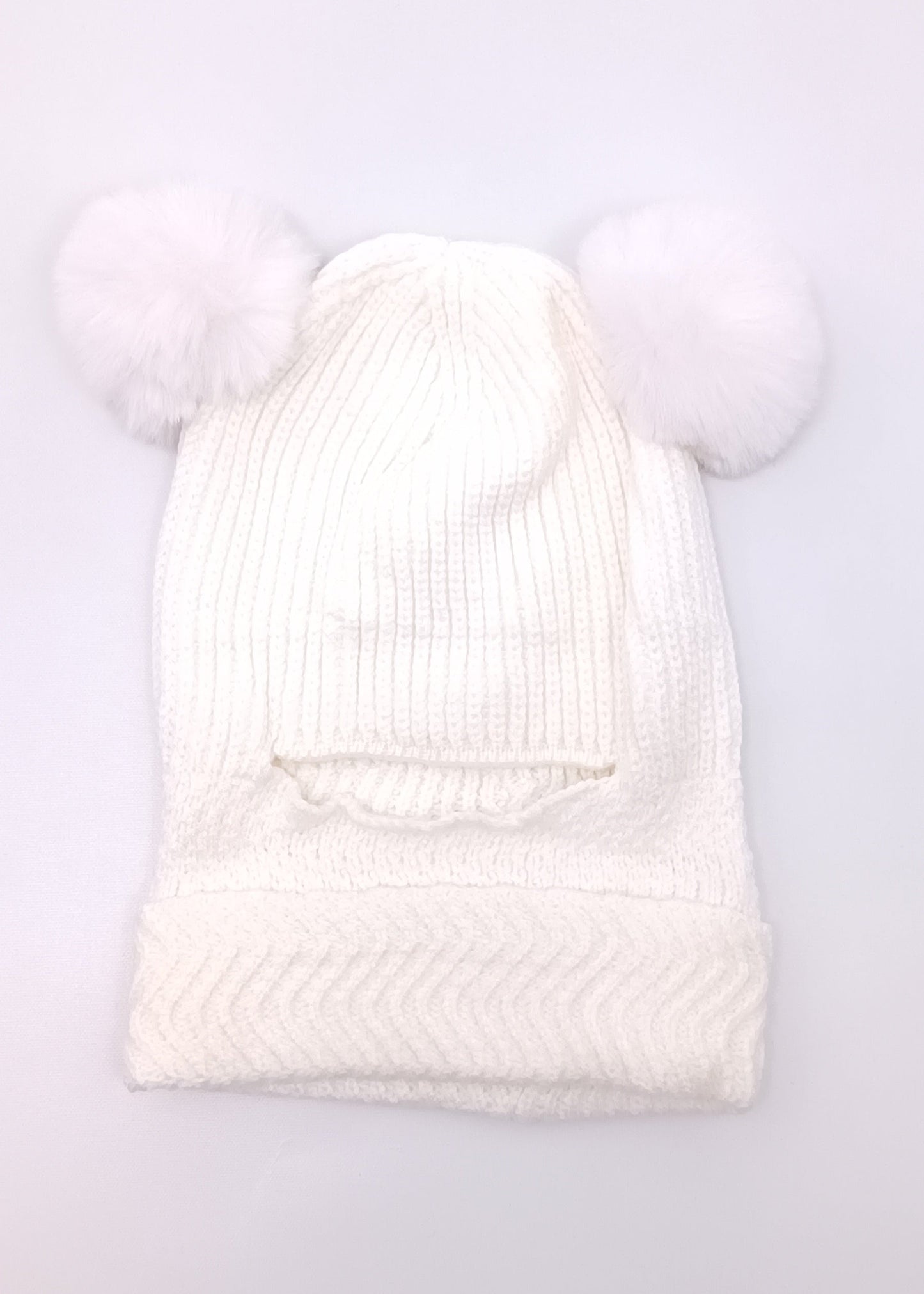 Gorrito Pasamontañas Tejido Premium con Pompones de Peluche para Bebé