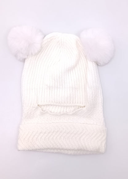 Gorrito Pasamontañas Tejido Premium con Pompones de Peluche para Bebé