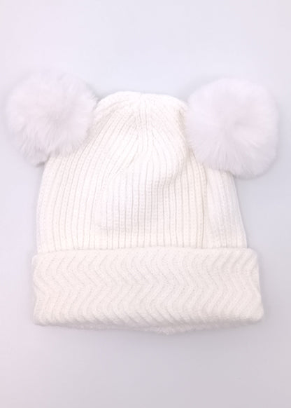 Gorrito Pasamontañas Tejido Premium con Pompones de Peluche para Bebé