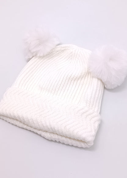 Gorrito Pasamontañas Tejido Premium con Pompones de Peluche para Bebé