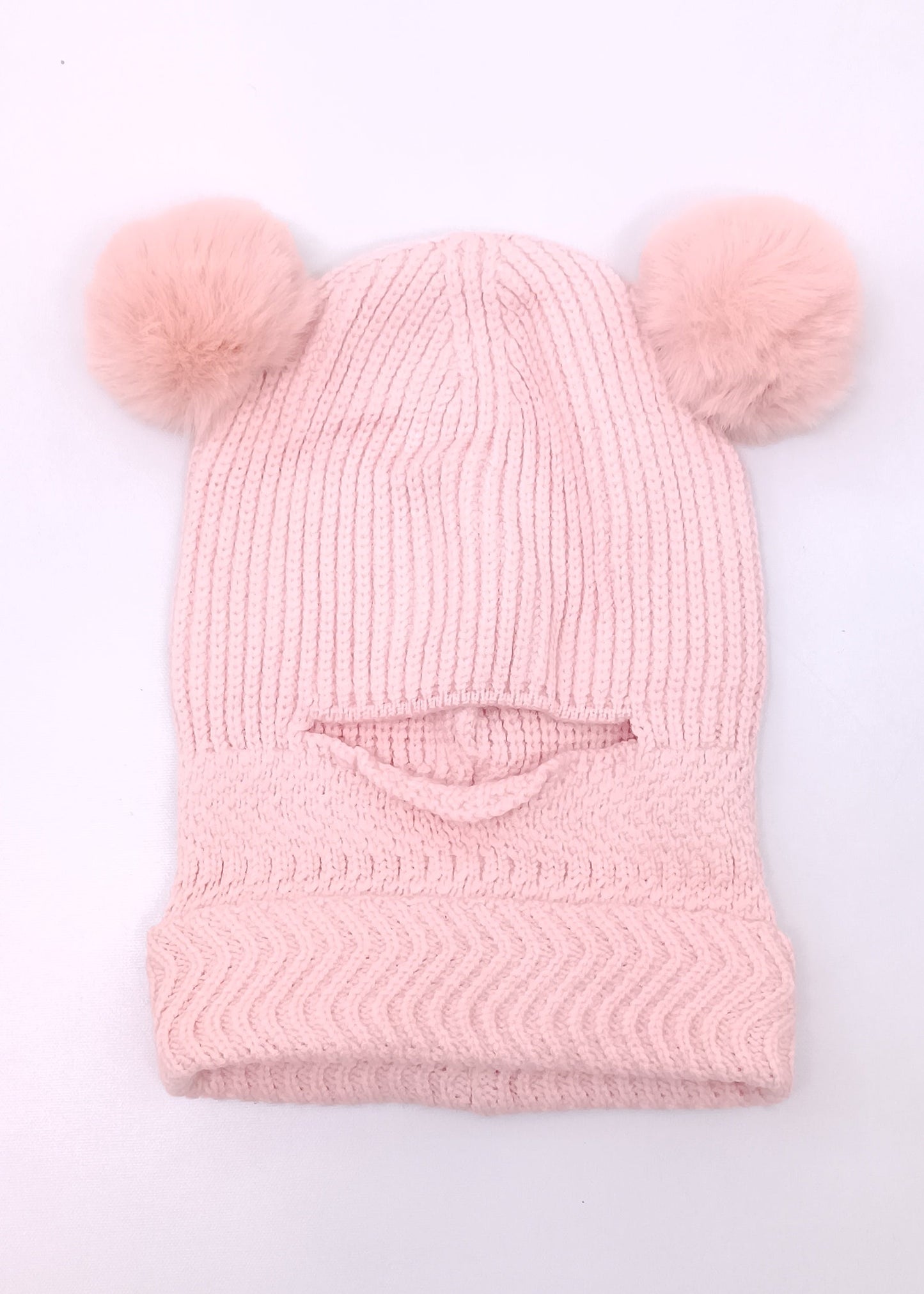Gorrito Pasamontañas Tejido Premium con Pompones de Peluche para Bebé