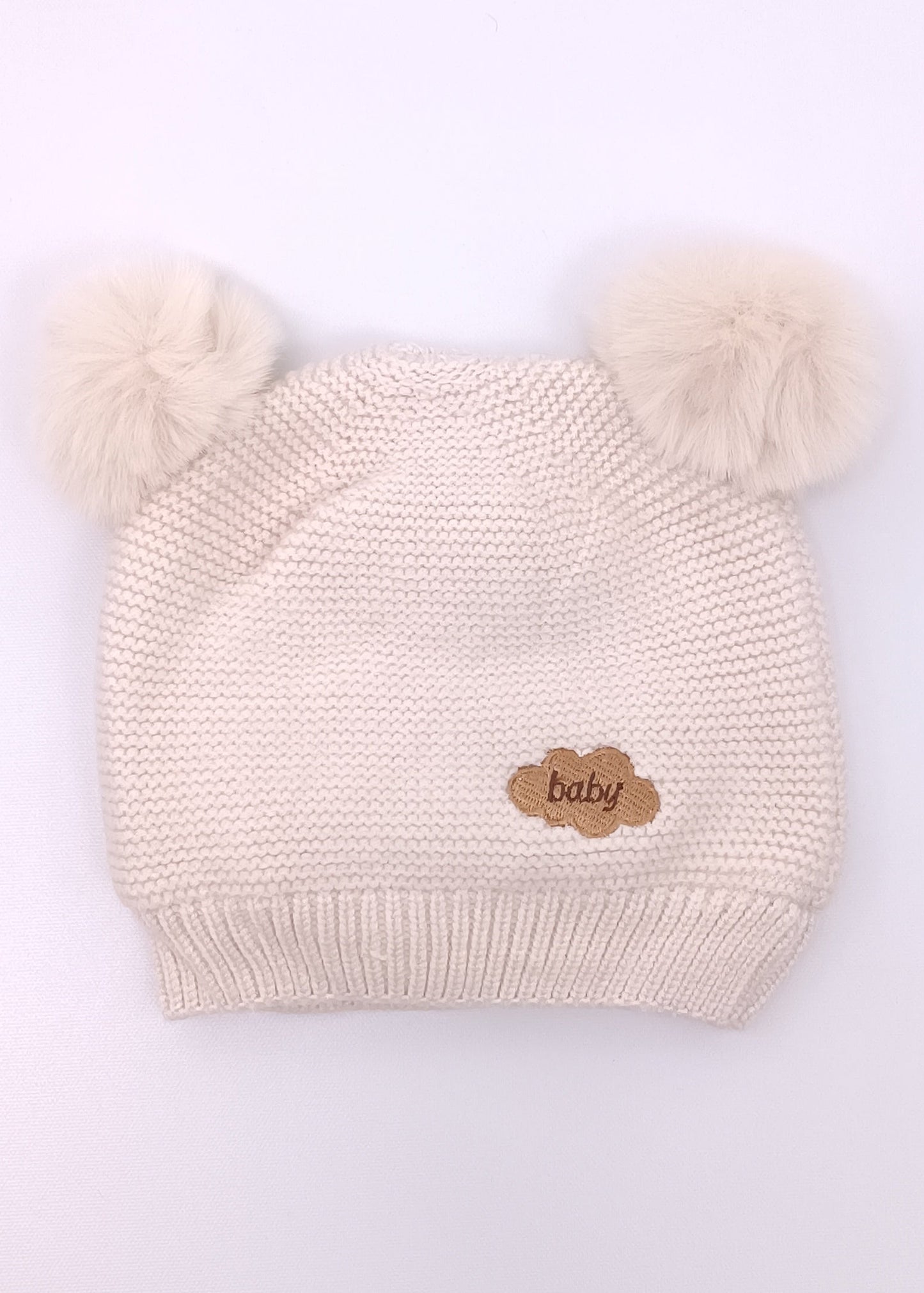 Gorrito Tejido Premium con Pompones de Peluche para Bebé