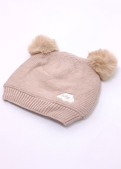Gorrito Tejido Premium con Pompones de Peluche para Bebé