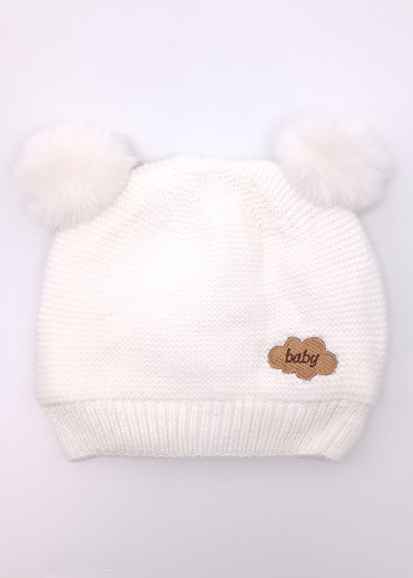 Gorrito Tejido Premium con Pompones de Peluche para Bebé