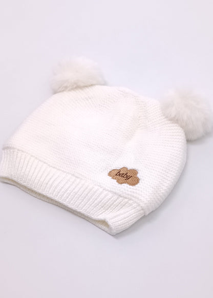 Gorrito Tejido Premium con Pompones de Peluche para Bebé