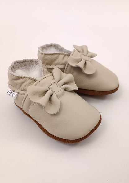 Zapatos Moñito para bebita en cuero primeros pasos
