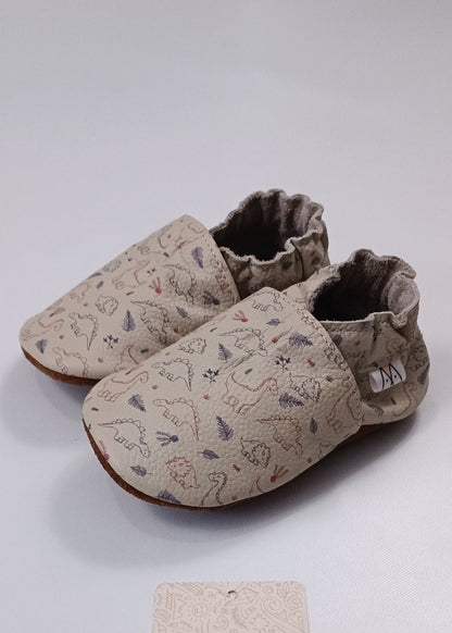 Zapatos Mocazin dinosaurios para bebito en cuero primeros pasos