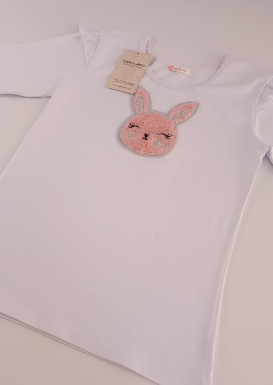 Blusa con aplique de conejita para bebita