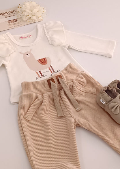 Conjunto Blusita llamita, con jogger para bebita
