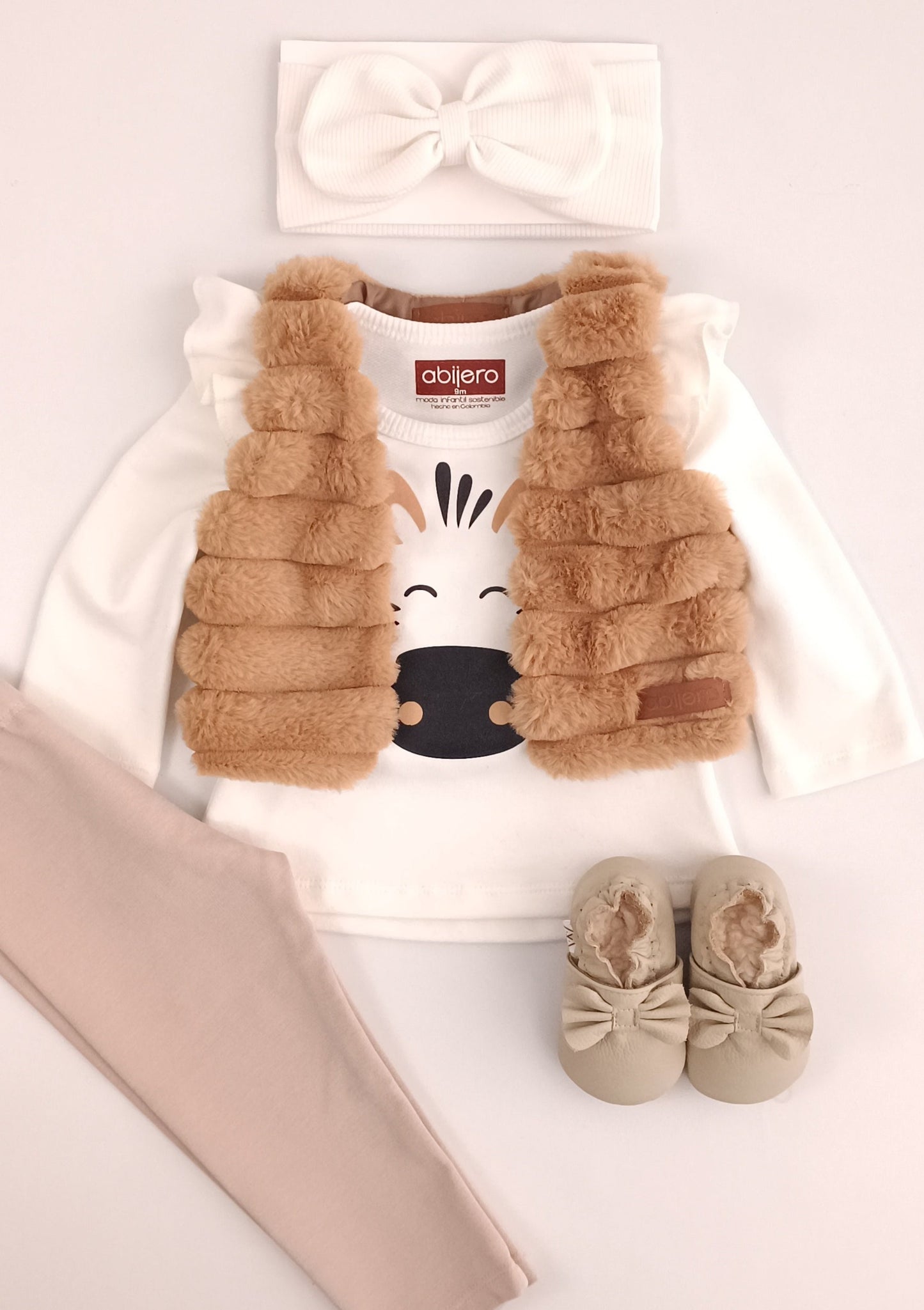 Regalo Listo! Conjunto chaleco bebita Zebra