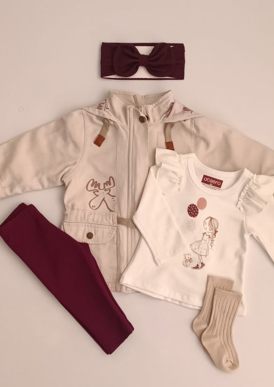 Regalo Listo! Conjunto bebita chaqueta explorador, blusita y leggins