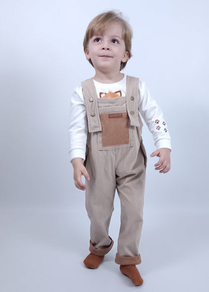 Conjunto unisex overol pana (bebita, bebito, niña y niño)