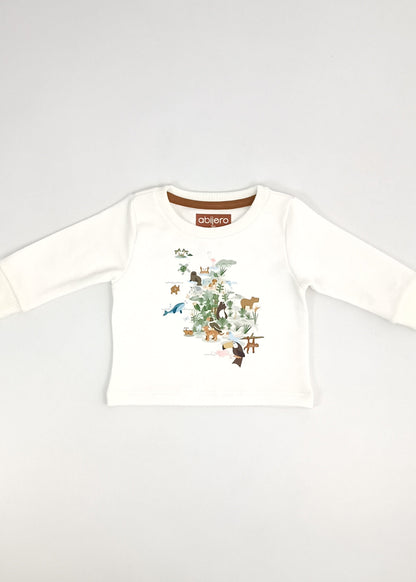 Busito estampado de biodiversidad Colombia bebe unisex
