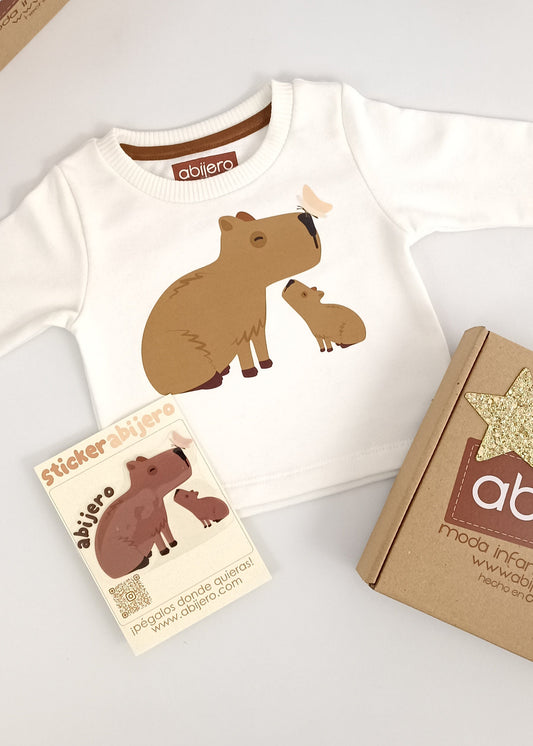 Busito estampado de capibara bebe unisex