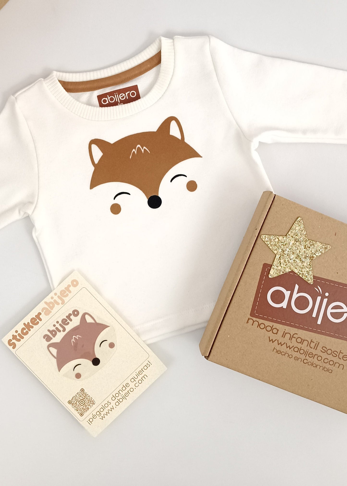Busito estampado de zorrito gamuza bebe unisex