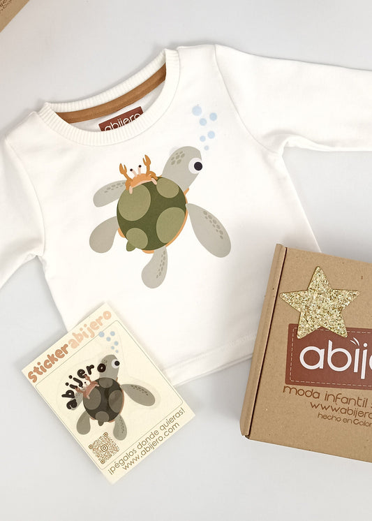 Busito estampado de Tortuga y cangrejo bebe unisex