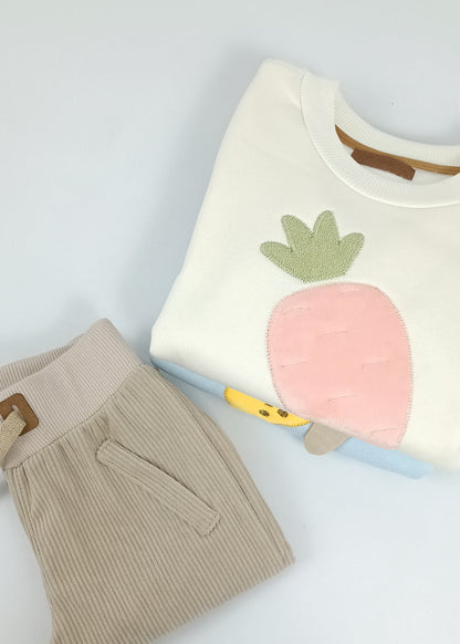 Conjunto Busito bordado con jogger bebita y bebito