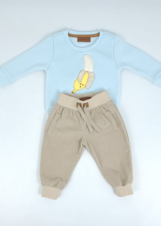 Conjunto Busito bordado con jogger bebita y bebito