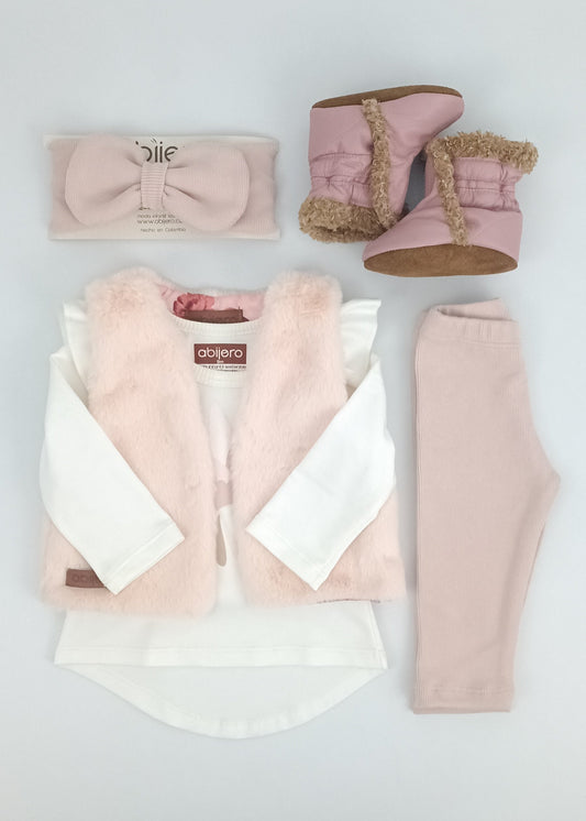 Regalo Listo! Conjunto Chaleco rosa y busito colibrí bebita