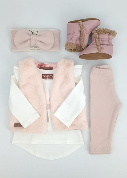 Regalo Listo! Conjunto Chaleco rosa y busito colibrí niña