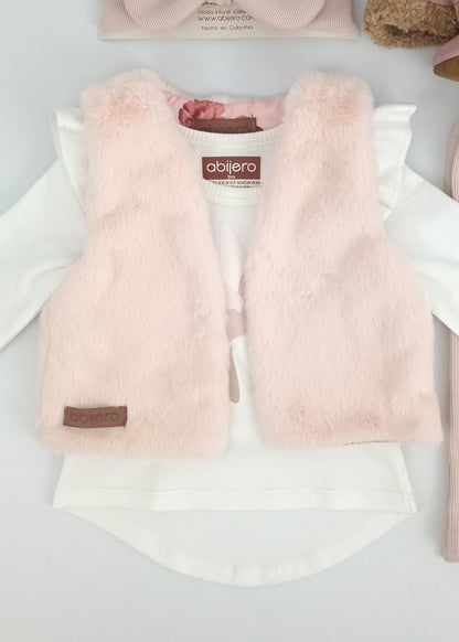 Regalo Listo! Conjunto Chaleco rosa y busito colibrí bebita