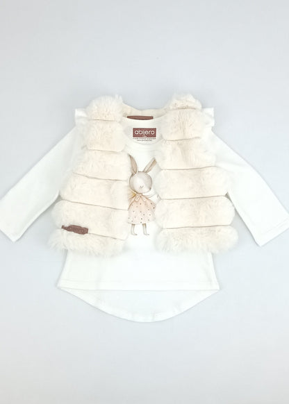 Regalo Listo! Conjunto Chaleco marfil y busito ada bebita