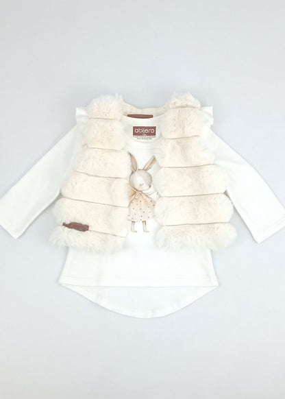 Regalo Listo! Conjunto Chaleco marfil y busito ada niña