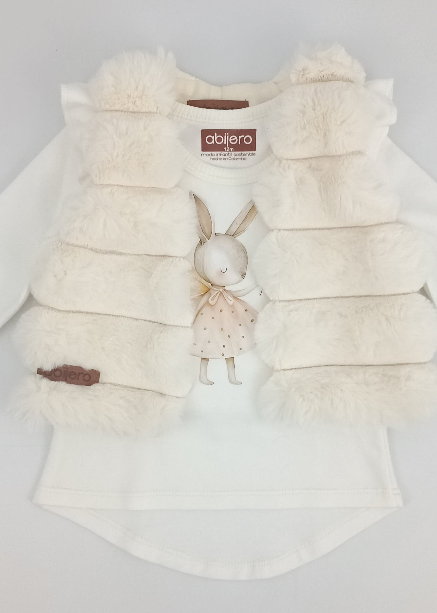 Regalo Listo! Conjunto Chaleco marfil y busito ada niña