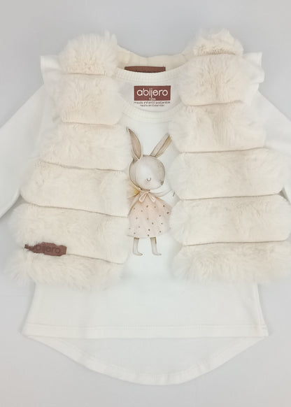 Regalo Listo! Conjunto Chaleco marfil y busito ada niña