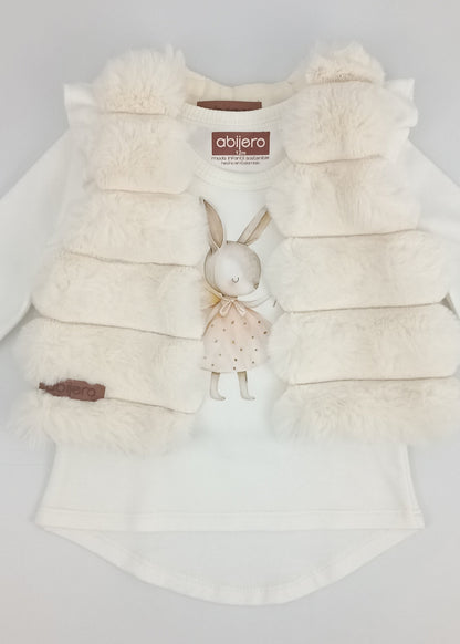 Regalo Listo! Conjunto Chaleco marfil y busito ada bebita